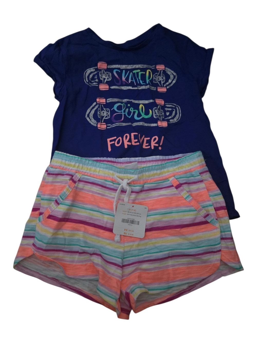 Gymboree Navy Graphic Top with Multicolor Striped Shorts